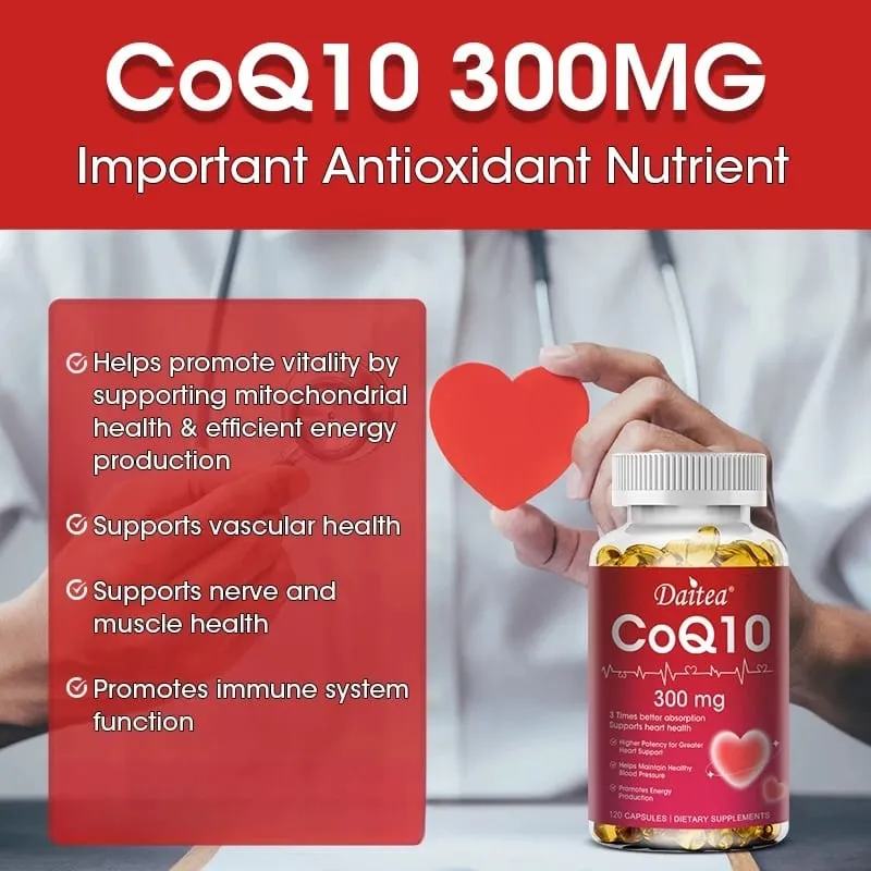 Coenzyme Q10 - 300 Mg Menyokong Keupayaan Kognitif Tenaga dan Jantung Kesihatan Otak dan Sel Antioksidan Meningkatkan Kualiti Tidur