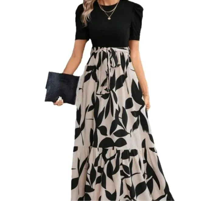 Women Dresses 2026 Spring Summer floral printed round-neck elegant dress exotic vacation style women's clothing vestidoes