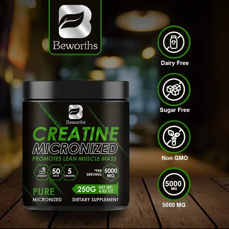 Beworths Creatine Monohydrat Powder 5000Mg untuk Pra Latihan Pembentukan Otot Energi Seluler Kesehatan Kekebalan Otak untuk Gym — image 2