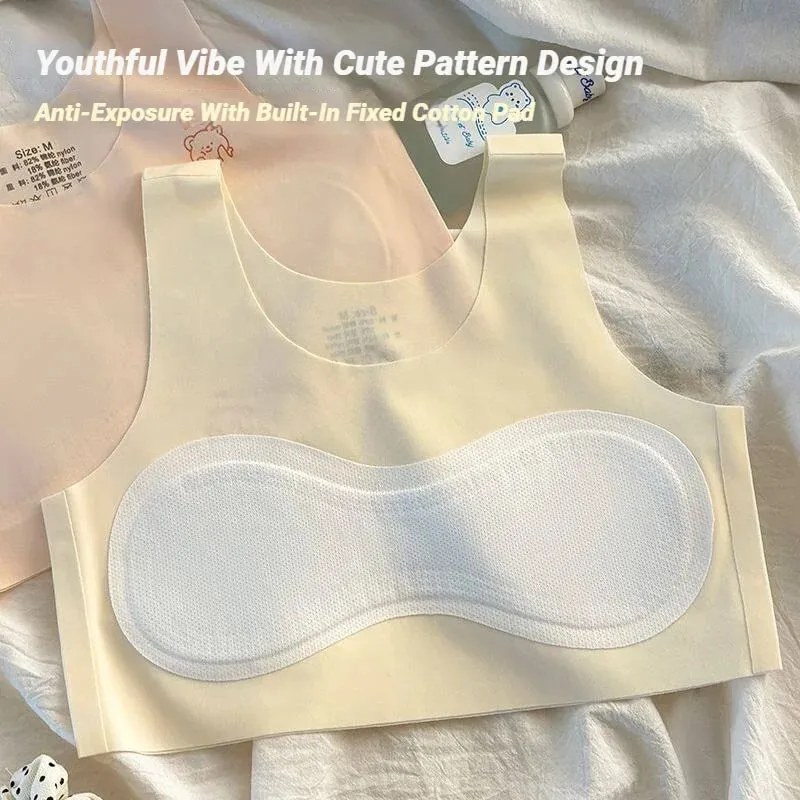3Pcs Teenagers Comfortable Breathable Simple Training Bra Vest Soft Elastic Skin Friendly Lingerie For Girls No Steel Ring