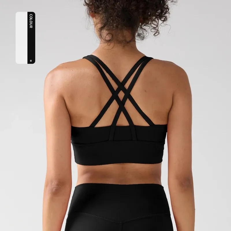Solid Color Women Women Fitness Yoga Bras Race Back Sports Bras Nylon Top Women Bra Sexy Breathable Underwear For Women Gym