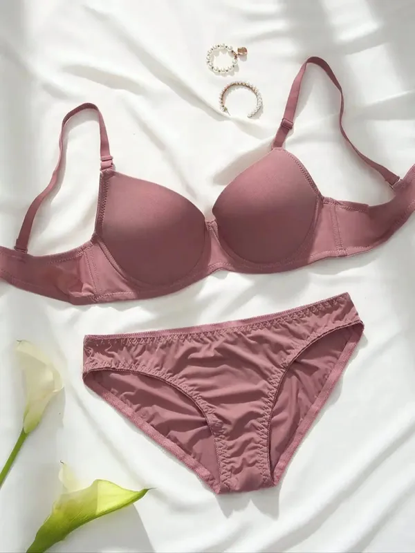 Viomisha 솔리드 Underwire 란제리 세트 여성은 강철 반지와 브래지어를 밀어 패션 여성 속옷 팬티 매일 브래지어 세트