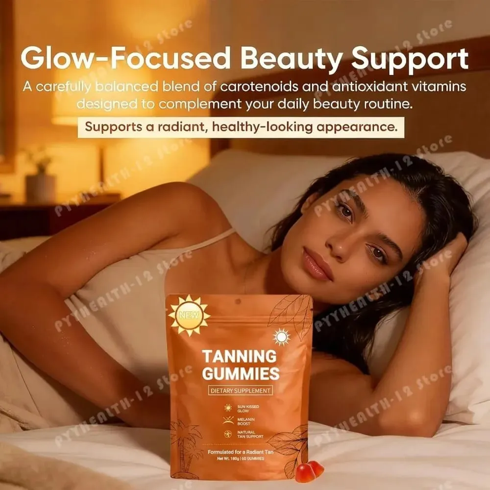 Gomitas bronceadoras para mujeres Respaldo bronceador sin sol Vegano Sin azúcar Astaxantina y licopeno sin OGM 60 unidades