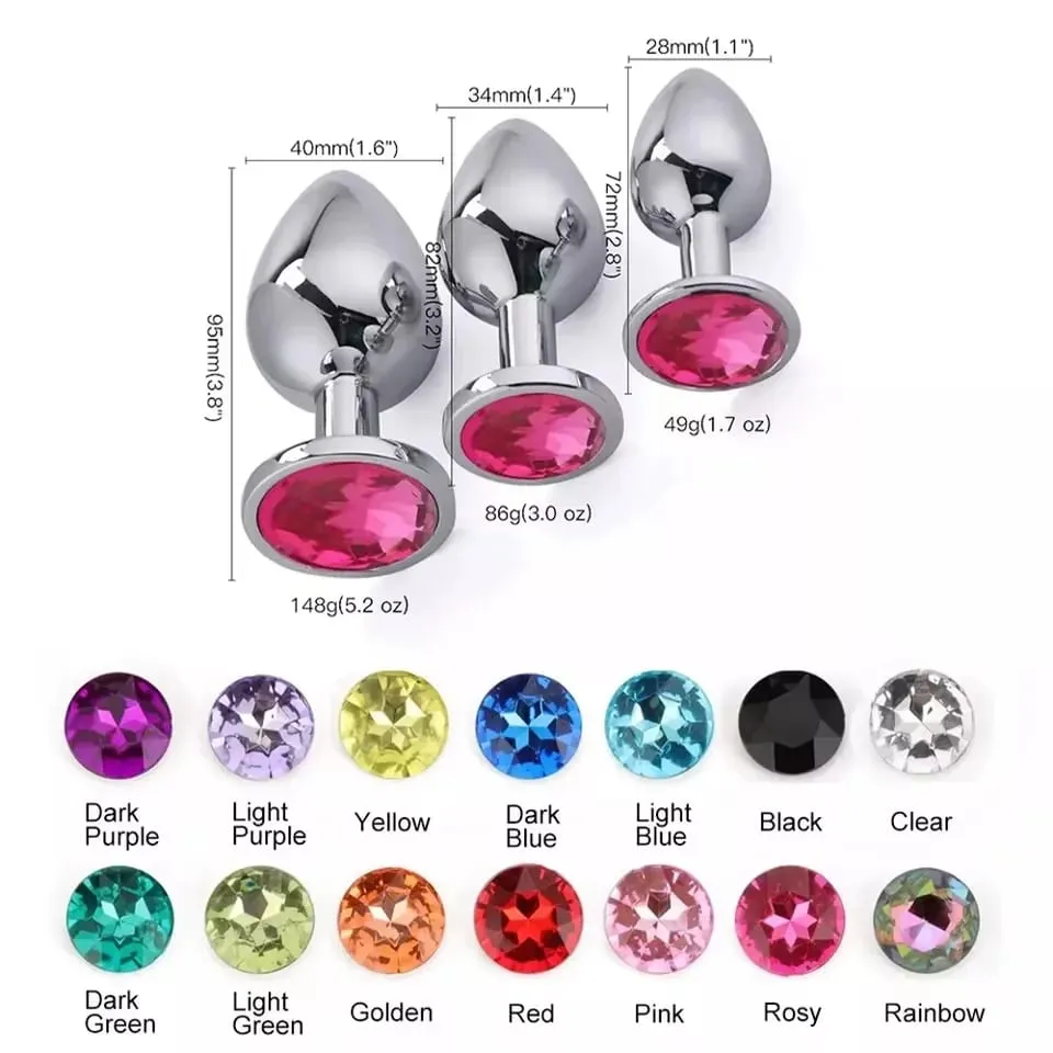 Anal Plug 3 Sizes Stainless Beginner Crystal Butt Plug Anus Masturbation Stimulator Dildos Adult Portable Sex Toys For Man Women