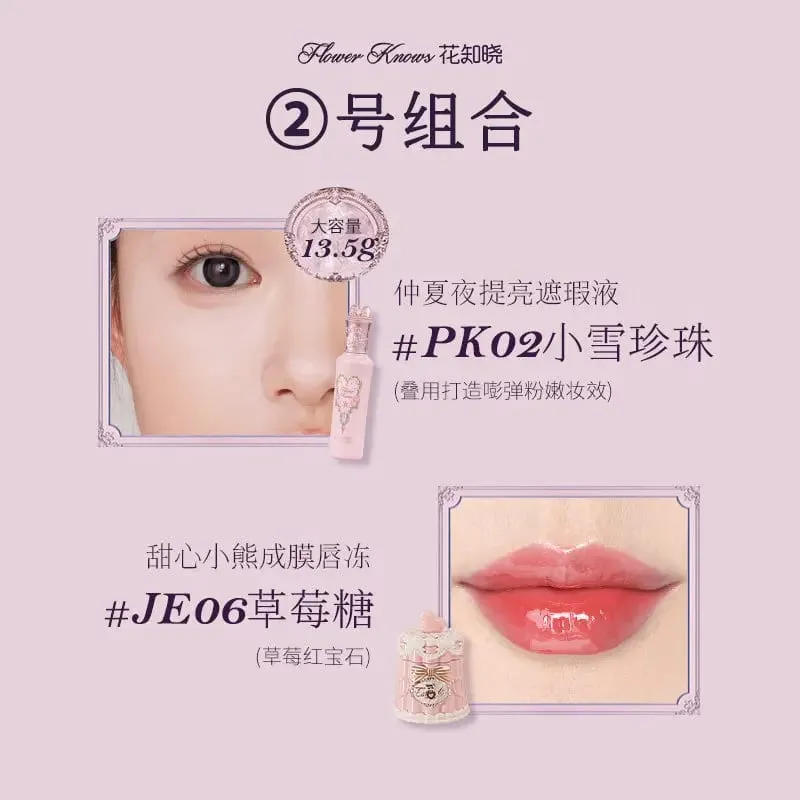 Flower Knows Concealer Lip Glaze Duo Brightening Concealer & Glossy Lip Lacquer 2-Piece Set for Flawless Base & Juicy Lips
