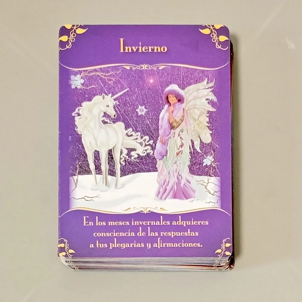 Magical Messages From The Fairies Oracle Deck 44 Pcs Spanish Cards Printed on 350GSM Double-embossed Cardstock 10.5*7.5cm