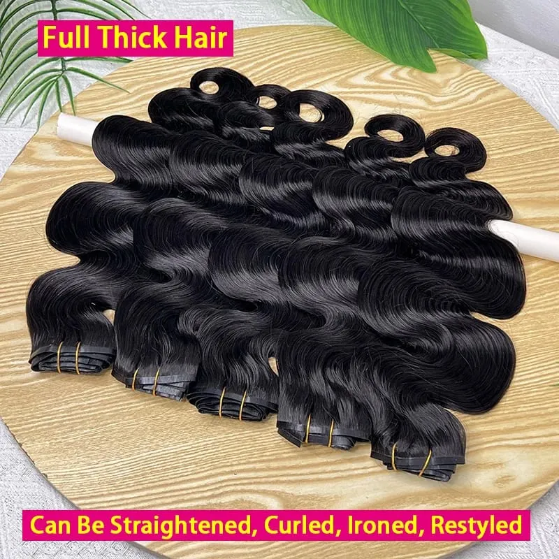 Body Wave Clip in Hair Extensions 100% Human Hair Double Weft Invisible PU Clip In Raw Virgin Hair Hair Full Head 7Pcs/Set