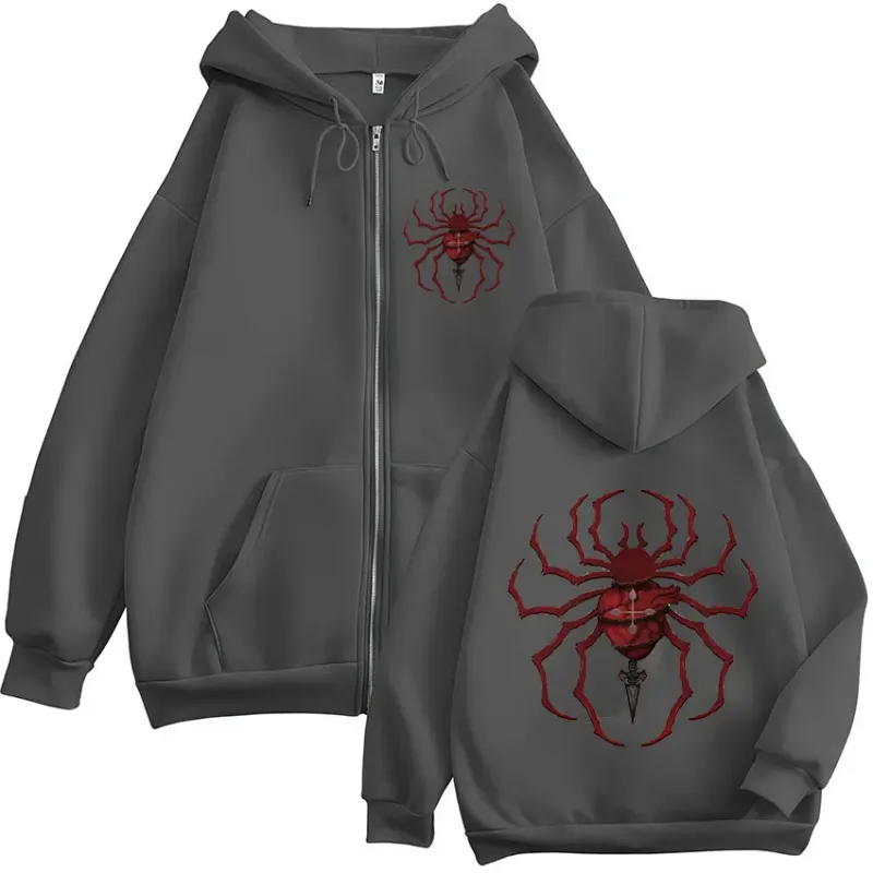 Anime Hunter X Hunter Phantom Troupe Edderkop Logo Lynlås Hættetrøjer Herre Zip Up Hættetrøjer Langærmede Pullovere Jakker