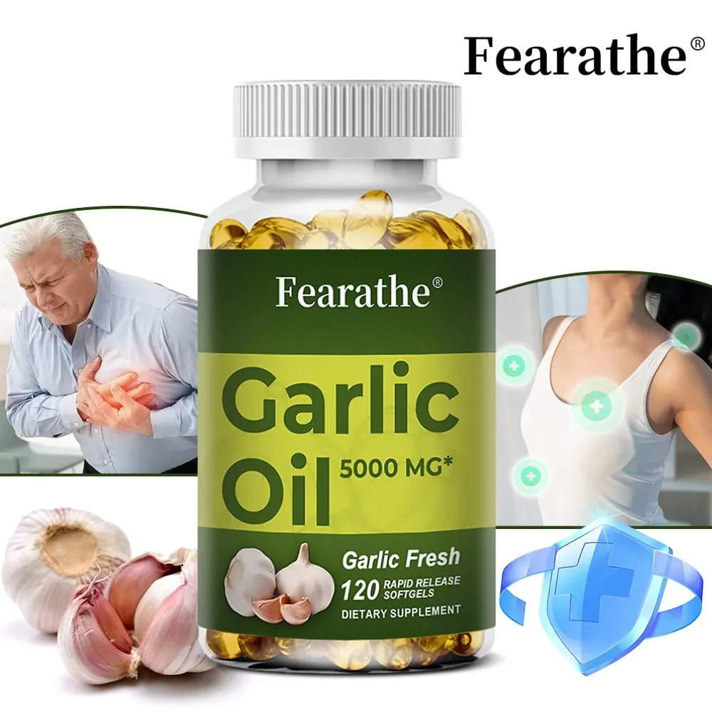 Premium Garlic Fresh 5000mg Garlic Oil Dietary Supplement for Heart Health and Circulation Support with Antioxidant NON-GMO