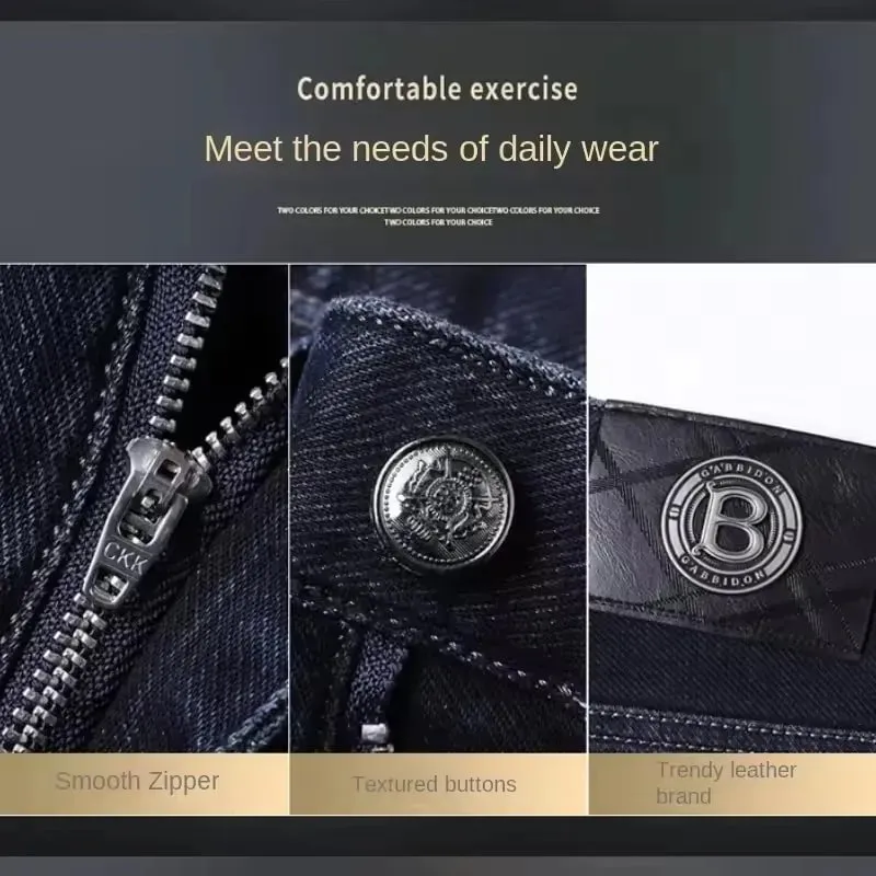 Jeans Lurus Pria Kualitas Tinggi Ringan Mewah Bordir Kasual Serbaguna Fashion Pelangsing Gaya Siluet Halus — image 5