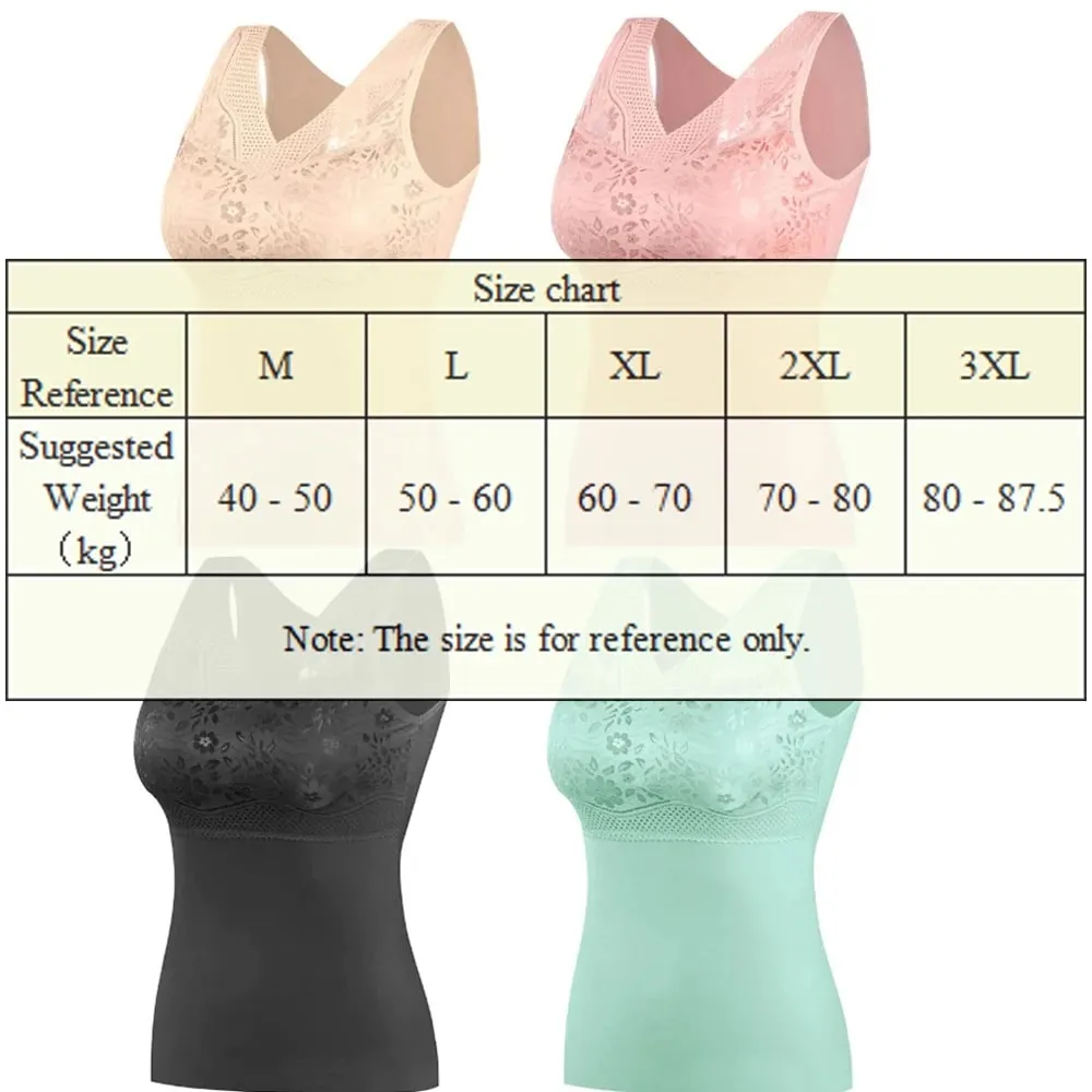 Women Winter Lace Padded Thermal Vests Soft Skin‑Friendly Undershirts Comfortable Sleeveless Inner Versatile Daily Tank Tops