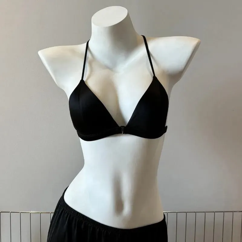 Hot Sale Leopard Print Bra French Triangle Front Closure Thin Beauty Back Spaghetti Strap Comfy Lingerie For Women Summer Daily