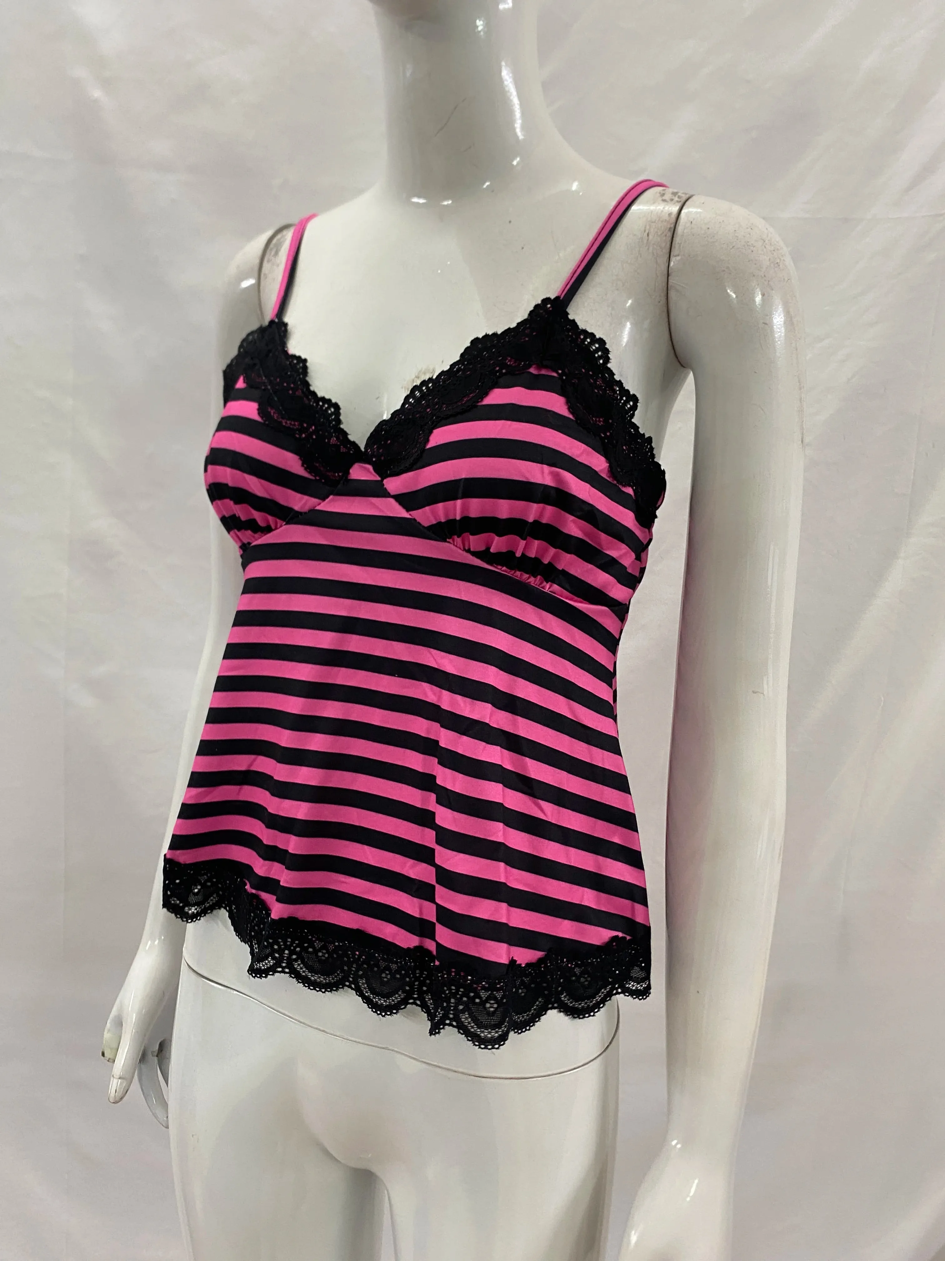 European and American New Summer Punk Style Sexy Y2K V-Neck Contrasting Striped Thin Shoulder Strap Vest