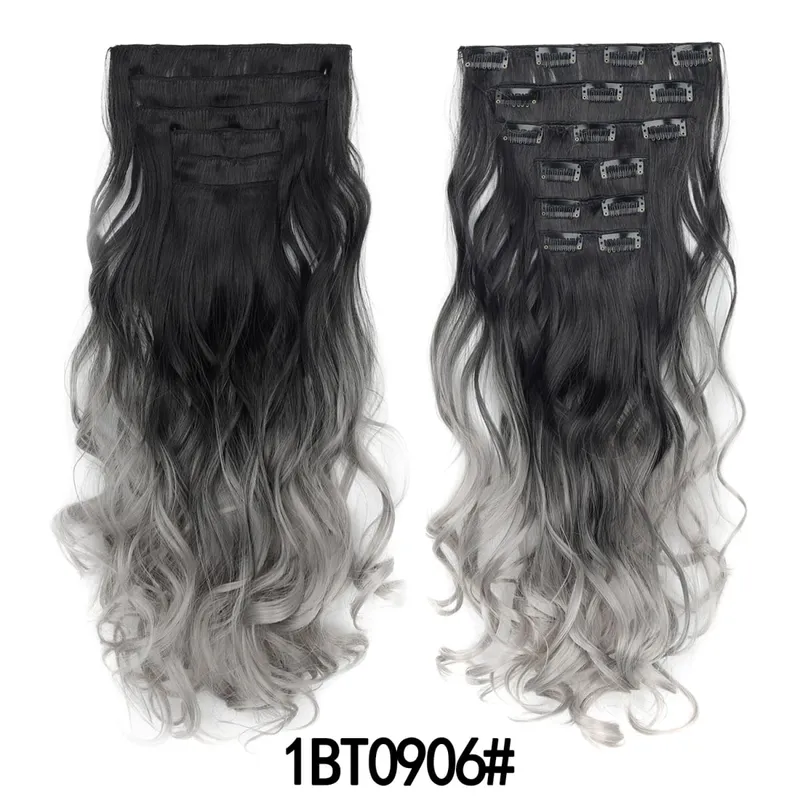 Clip In Hair Extensions 6pcs Full Head Long Wavy Curly Hairpieces Colorfull Synthetic Hair for Women’s Daily & Party Styling