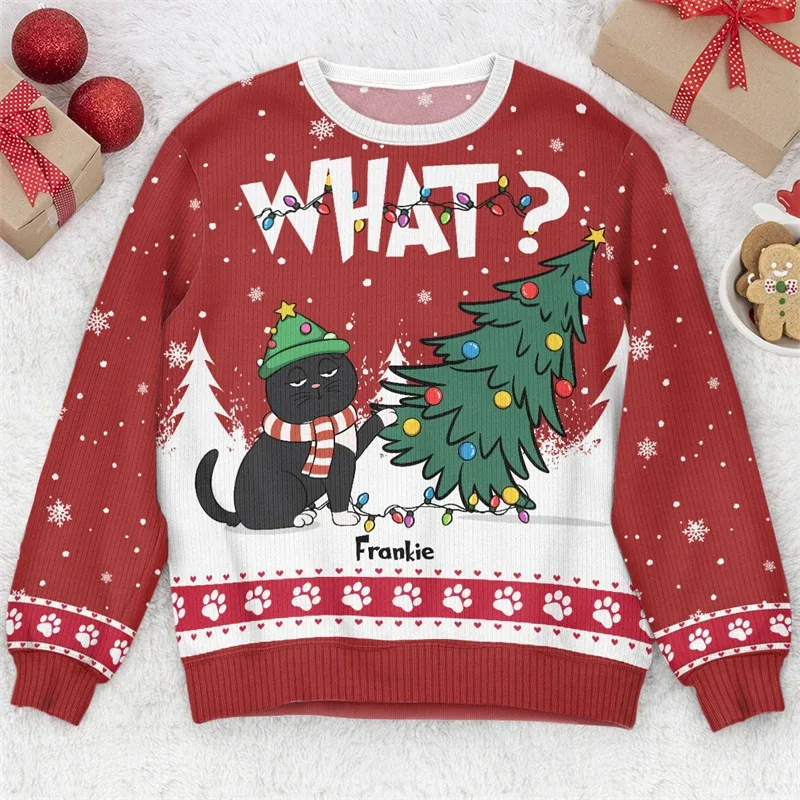 2025 Funny Cat Pattern Ugly Christmas Sweater For Men Fashion Autumn Crewneck 3D Printed Sweatshirt Loose Streetwear Pullovers