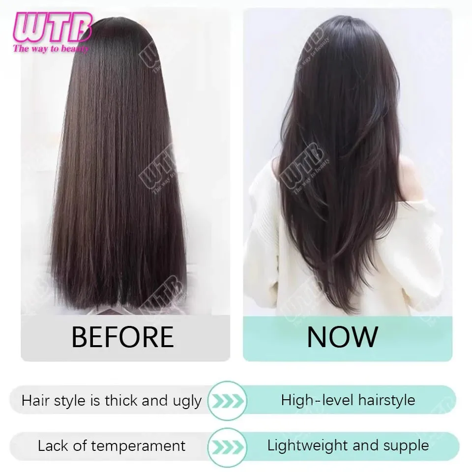 Synthetic Wig female One-piece Straight Wig Layered Extension Hair Wig Korean Fluffy Hair Piece Extension Hair Wig