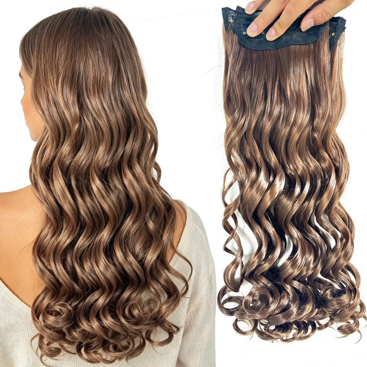 Synthetic Roman curls sandwiched in hair extension long curly wig women's hair extension hair piece daily party