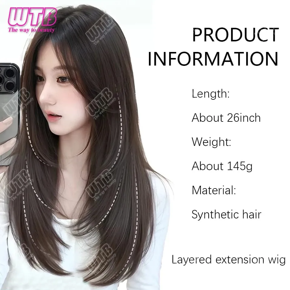 Synthetic Wig female One-piece Straight Wig Layered Extension Hair Wig Korean Fluffy Hair Piece Extension Hair Wig