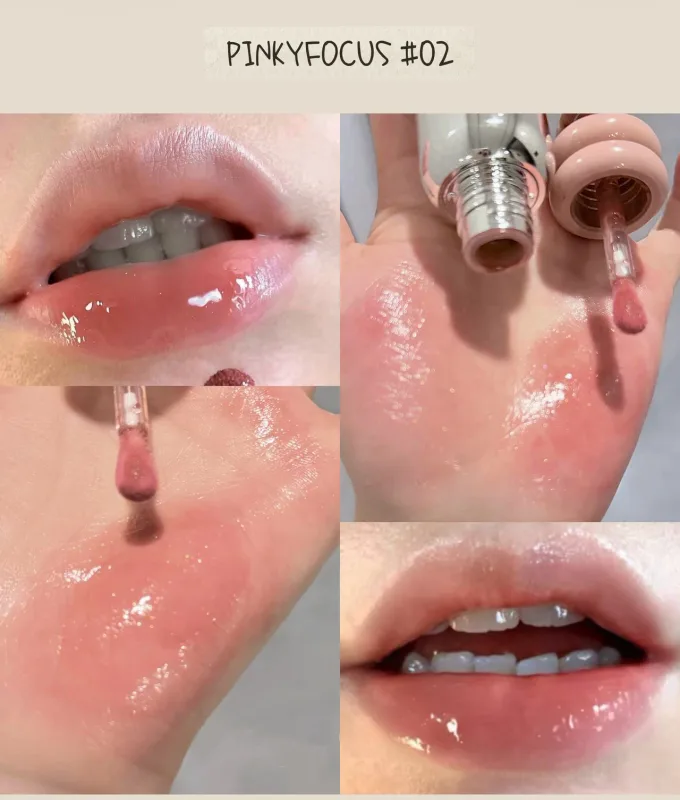 Pinkyfocus Clear Gloss Lip Oil Ενυδατικό γυάλινο φινίρισμα Μη κολλώδες γυμνό σκιά Ιδανικό για στρώσεις για να φωτίζουν τα χείλη
