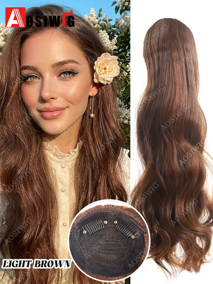 Synthetic Wavy Hair Topper for Women 2 Clip In Volumizing Hairpiece High Crown Hair Extension for Fuller Hair