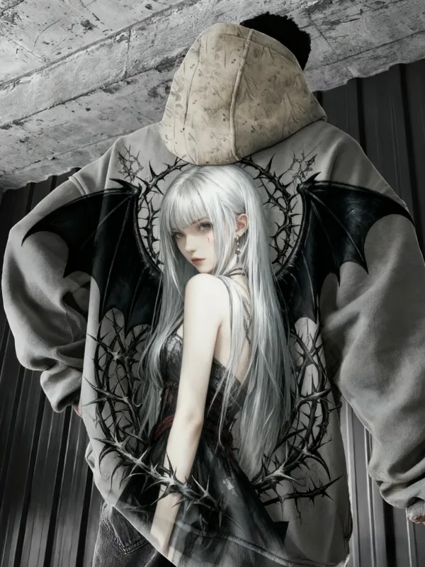 Hot Anime Girl Back Pattern Sweatshirt Casual Long Sleeve Hooded Pullover 3D Printing Top Fashion Oversized Men's Hoodies
