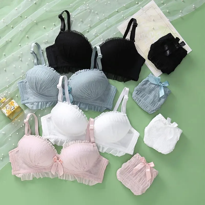 Set Bra Lembut Wanita Seluar Dalam Seksi Push Up Bralette Wanita Seluar Dalam Lancar Kecergasan Pakaian Dalam Yang Baik Set Bra Pakaian Renda Atasan comel