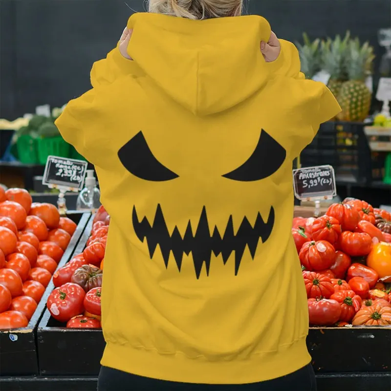 2026 Fashion Horror Movie Face Men's Hoodie Casual Long Sleeve Halloween Streetwear Unisex Luminous Style Hoodies