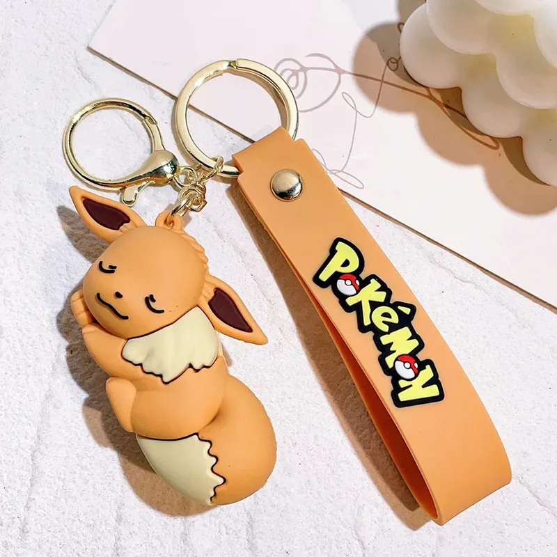 40 Style Wholesale Anime Pokémon Pikachu Eveen Keychain Cartoon Cute Charizard Keyring Student Backpack Car Key Chain Toys Gifts