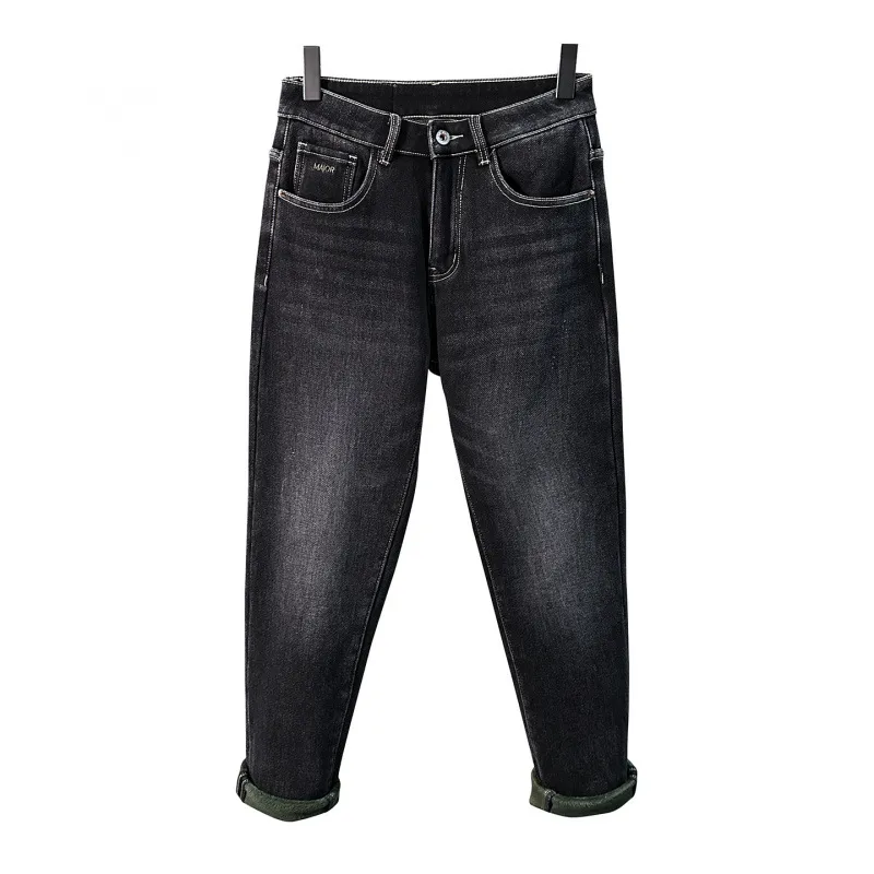 2025 Winter Fleece-Lined Thickened Jeans para sa Mga Lalaki Warm Men's Fashion Trendy Casual Stretch Slim Fit Skinny Pants