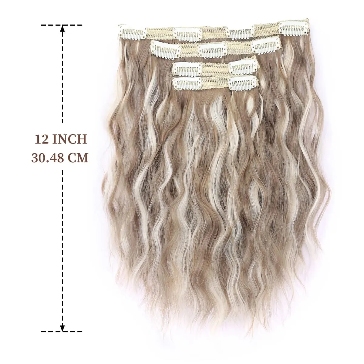 Synthetic clip in hair extensions 12inch water wave clip in hairpieces for women ladies daily party holiday