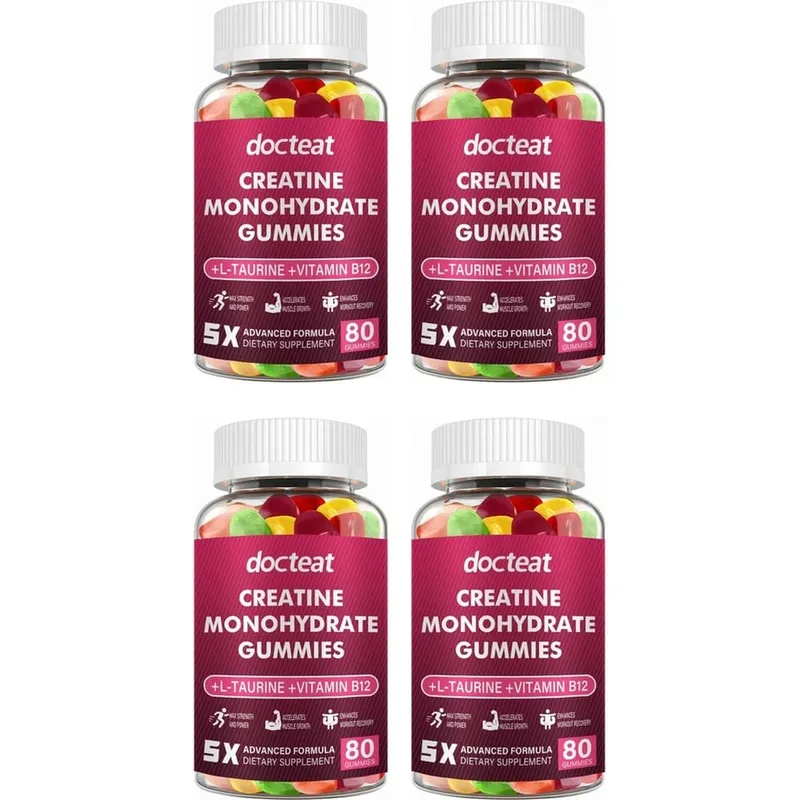 Creatine Monohydrate Gummies with L-Taurine and Vitamin B12 for Supports Training Performance and Daily Energy 80 Gummies