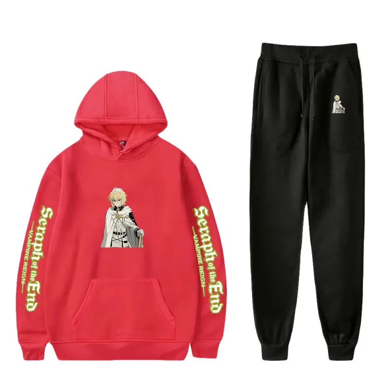 Harajuku confortable Seraph de la fin imprimé sweat-shirt pantalons de survêtement costume à capuche + pantalon costume garçons/filles 2 pièces ensemble vêtements