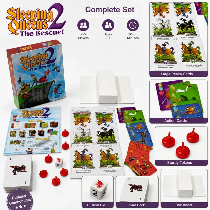 Sleeping Queens 2 The Rescue Fantasy Card Game Kids Strategy Adventure Family Party Travel English Version