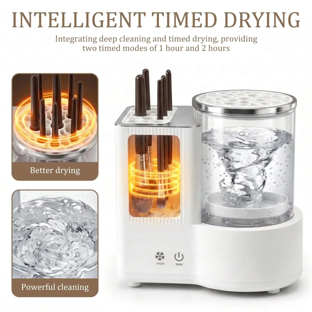 3 IN 1 Electric Makeup Brush Cleaner Machine Makeup Brush Automatic Cleaner Dryer Tool for All Size Beauty Brushes Fast Drying