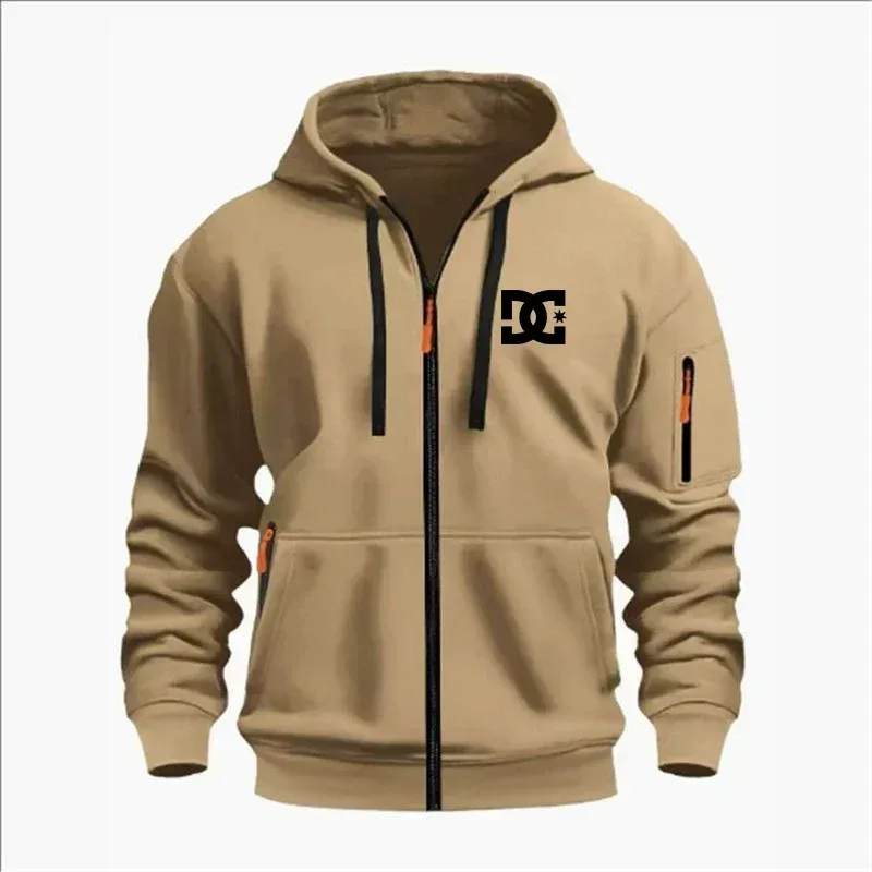 Spring and Autumn Men's Casual Sports Hoodie Fashionable Arm Pocket Drawstring Hoodie Men's Loose Long-sleeved Shirt Pullover