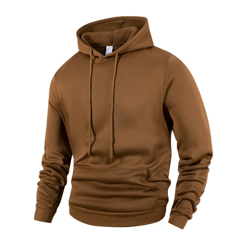 Herre Casual Thicken Hættetrøjer Efterår Vinter Langærmet Pullover Mode Løs Ensfarvet Sweatshirt Forår Varm Udendørs Hættetrøje