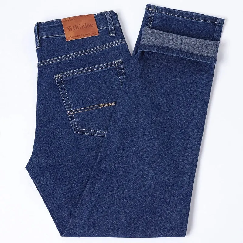 2026 Stretch Stretch Fashion Classic Blue Black Work New Business Men's Jeans Casual StraightDenim Trousers Male Brand Clothing