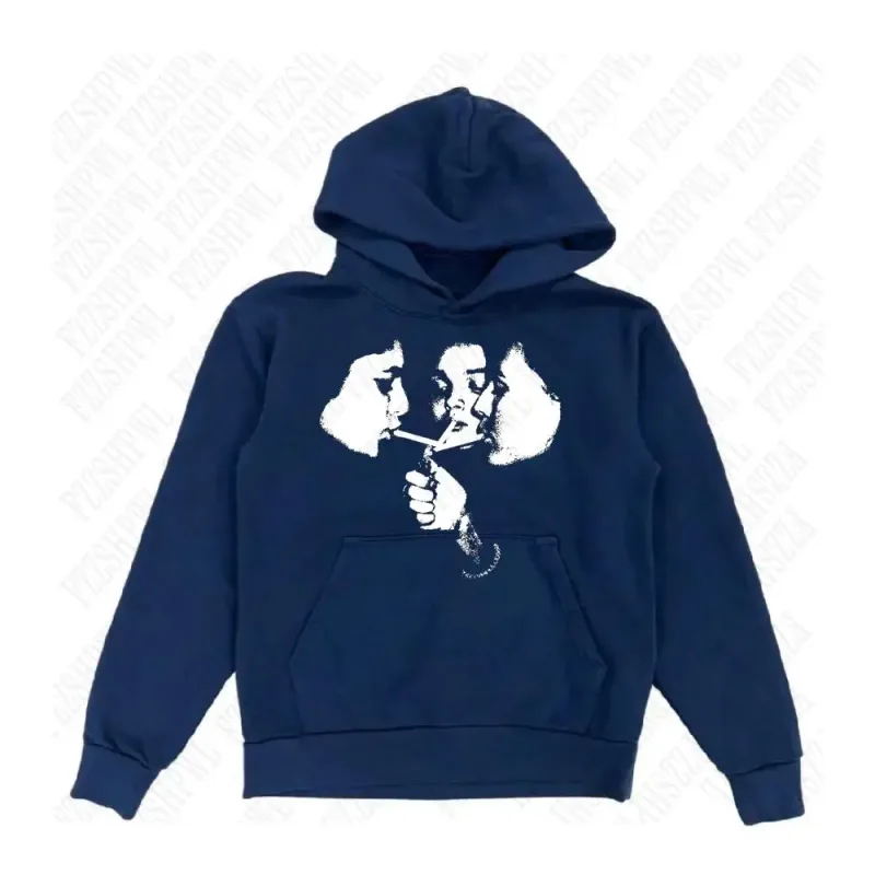 2025 hot trend 2000s men's fashion Harajuku Gothic pattern sports hoodie retro punk hip-hop casual streetwear