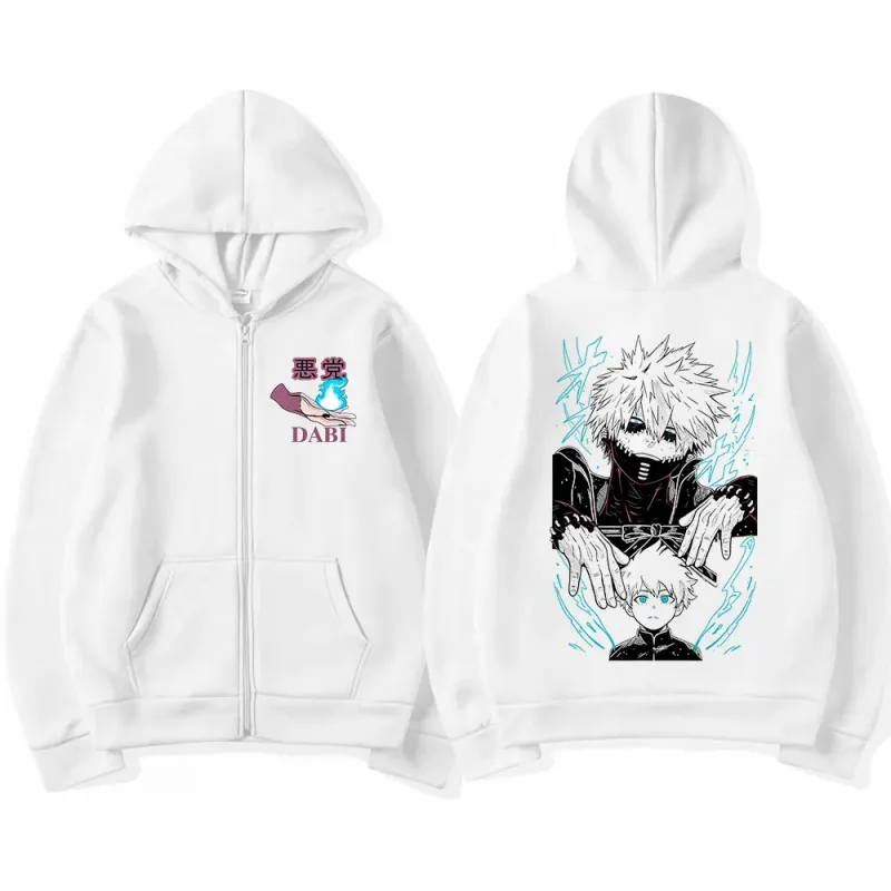 Dabi My Hero Academia Zip Up Hoodies Manga Graphic Harajuku Fashion Streetwear Men Clothing Fall Fleece Oversized Hooded Tops