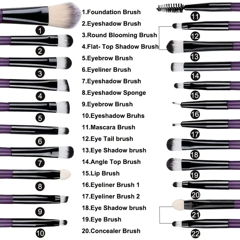 20Pcs Makeup Brushes Set Eyeliner Blending Cheeks Eye Cosmetic Foundation Brush with Makeup Sponge