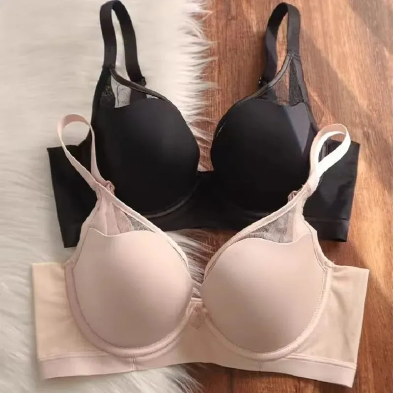 Nahtlose, dünne Push-up-Dessous in Übergröße für Frauen, große Brüste sehen kleiner aus, weicher Anti-Durchhang-Bügel-BH