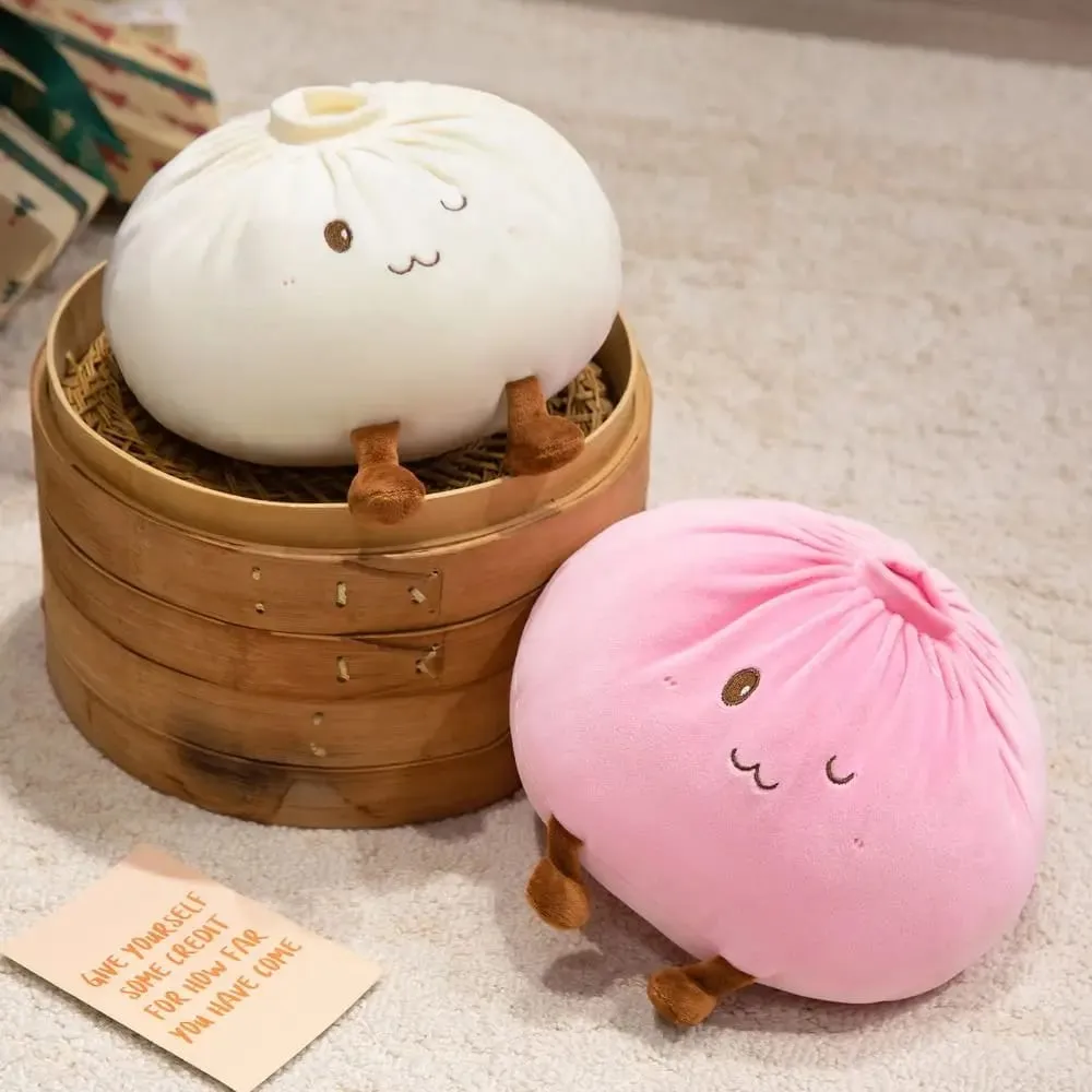 Super Soft Material Steamed Bun Pillow PP Cotton Filled Stress Relief Dumpling Fluffy Comfortable Sofa Cushion Play