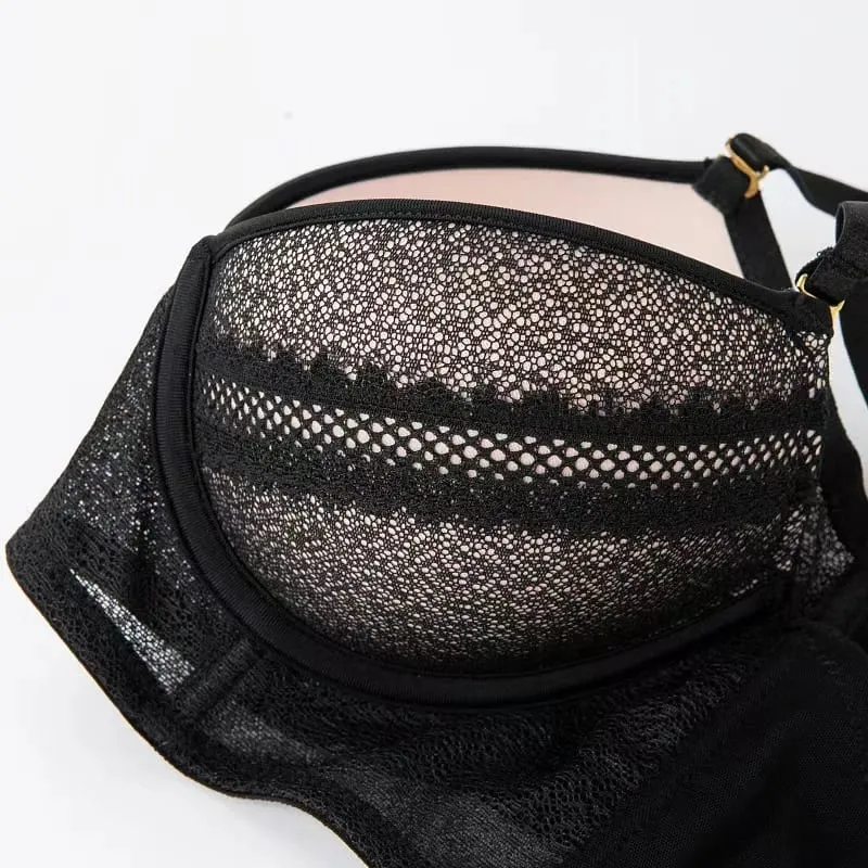 2025 New Sexy Lace Push Up Lingerie Set Small Breast Gathering Anti-sagging Soft Underwire Bra Set For Women