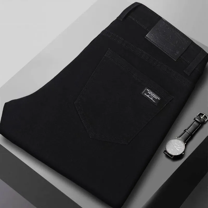 Men's New Stretch Straight Jeans Business Versatile Trendy Youth Casual Regular Long Pants for Spring Autumn Male Denim Trousers