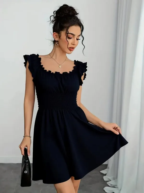 Summer New V-Neck Slim Fit Elastic Waist Women's Dress With Floral Patchwork Design Suitable For Beach Vacations