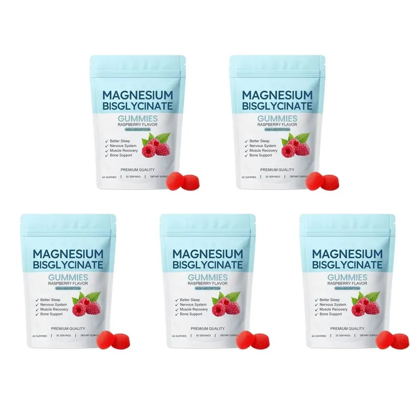 Magnesium Bisglycinate Gummies Support Daily Sleep Quality Help Maintain Nervous System Health Assist Muscle Recovery 60 Gummies