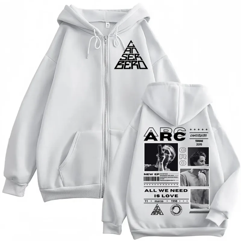 Canserbero Alles wat we nodig hebben is liefde Muerte Vida Merch Rits Hoodie Herenmode Hip Hop Zip Up Sweatshirts Casual Fleece Truien