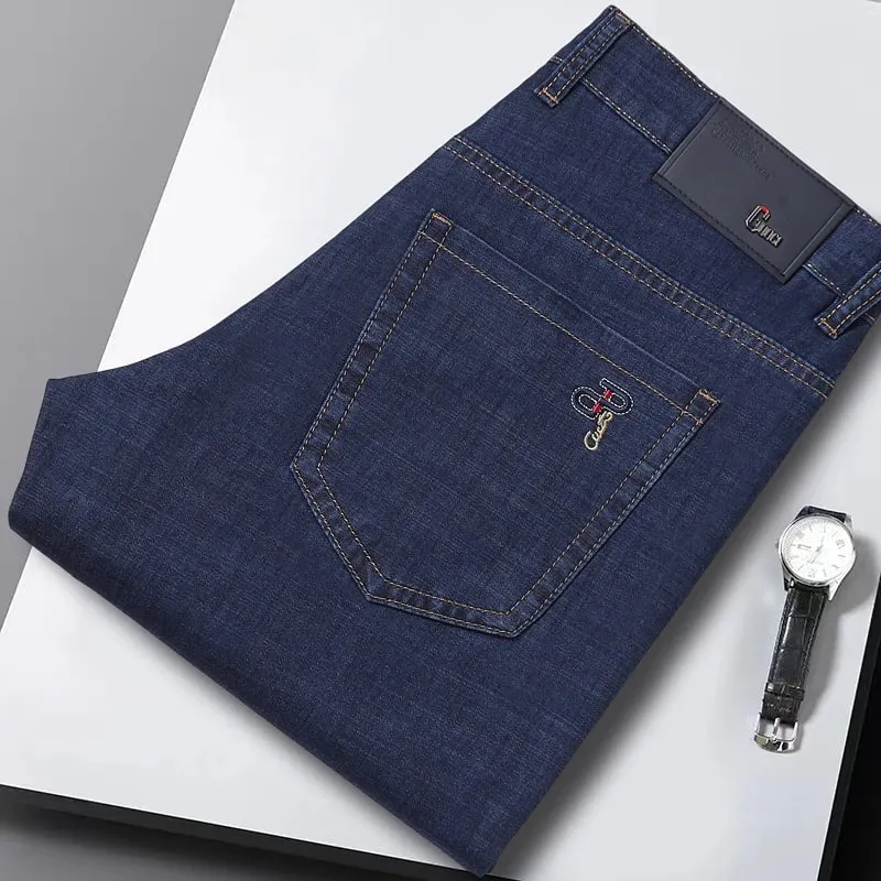 New Men's Summer Ultra-Thin Jeans Fashion Business Comfortable Soft Casual Denim Pants Lightweight Elastic Straight Leg Trousers — image 7
