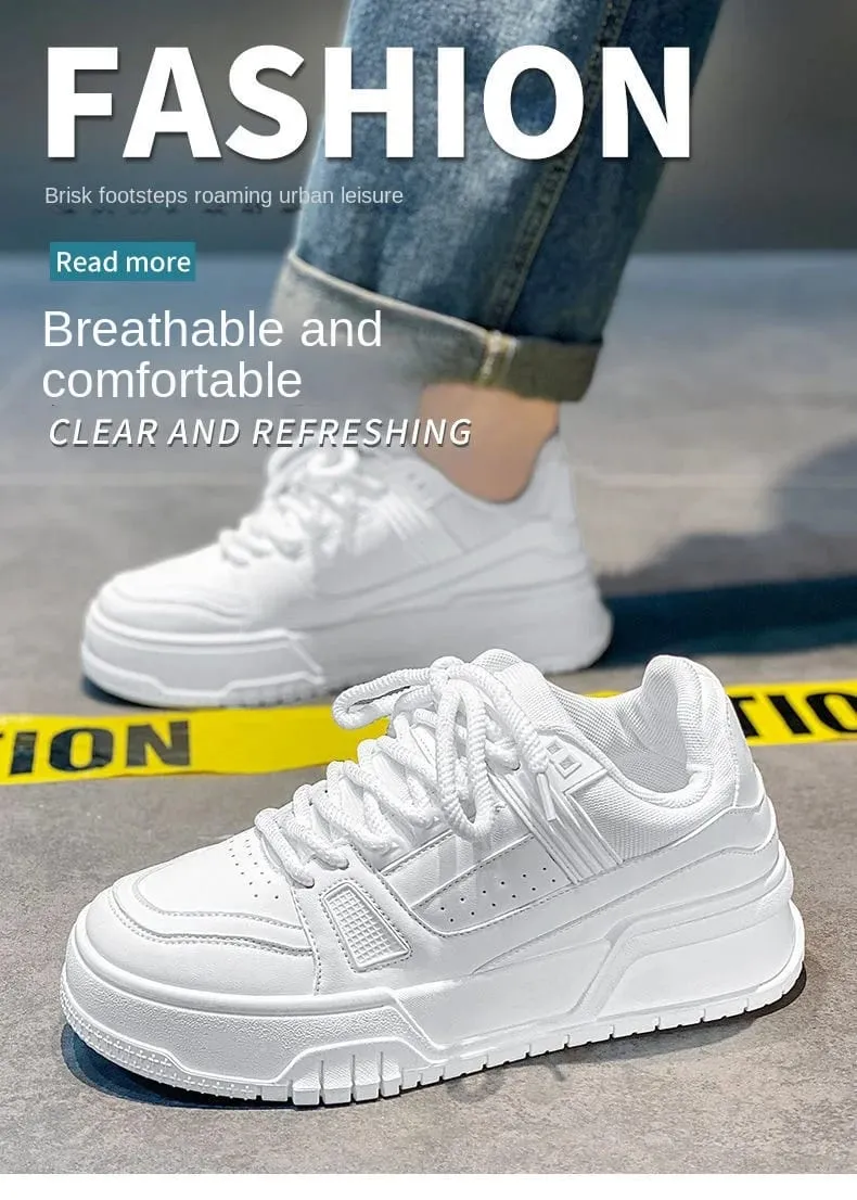 Men's Spring Autumn Unique Design Versatile Casual Pure Black Sneakers Teen Sports Thick Bottom Heightening Trendy Loers