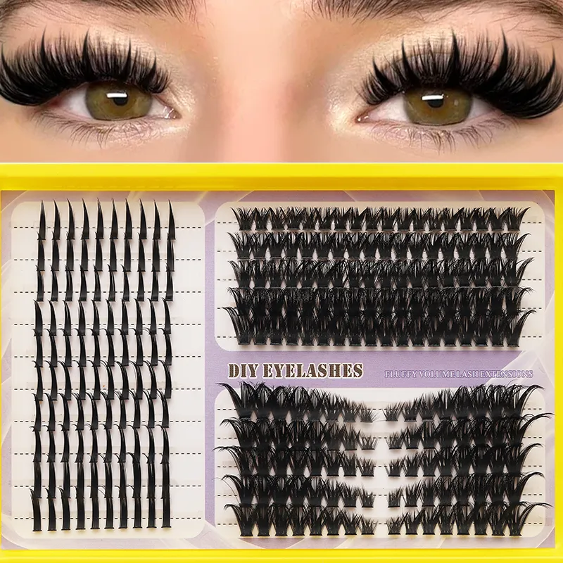 Fluffy Mixed DIY Cluster Lash Extensions 20 Rows Volume Individual Lashes Dramatic D Curl Thick Cluster Eyelashes — image 1